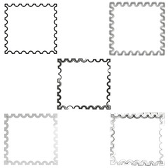 Stamp border icon. Decorative frame vector. Postage stamp template. Classic postal element.
