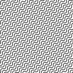 Wavy line pattern. Seamless geometric background. Black curved stripes. Abstract wave texture.