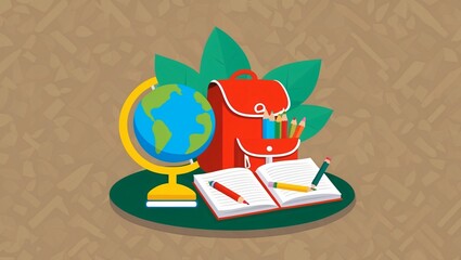 Naklejka premium back to school concept school stationery isolated on white