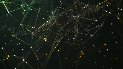 Abstract colorful business connection of lines from nodes It is connected to endless nodes and represents the innovation of communication in the network with black background