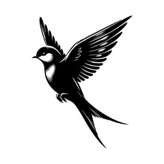 Lovebird vector icon silhouette on white background, flying bird flat vector icon, bird drawing art