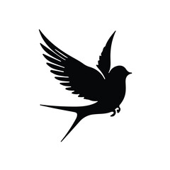 Obraz premium Lovebird vector icon silhouette on white background, flying bird flat vector icon, bird drawing art