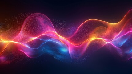 Fototapeta premium Neon waves, colorful, energetic, vibrant, abstract, futuristic,