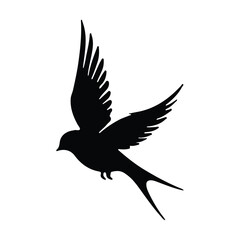 Obraz premium Lovebird vector icon silhouette on white background, flying bird flat vector icon, bird drawing art