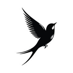 Lovebird vector icon silhouette on white background, flying bird flat vector icon, bird drawing art