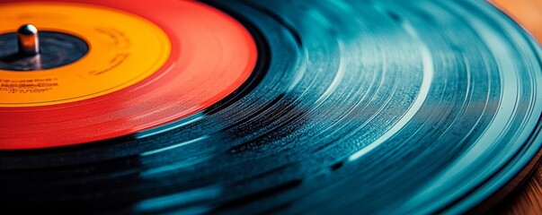 Retro-inspired pop art record player, bold design, vibrant colors, graphic composition, vintage aesthetic::1.3 vinyl record, stylus needle, grooves, music nostalgia, retro vibes