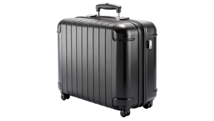 Stylish Black Suitcase Isolated on Transparent Background for Creative Projects