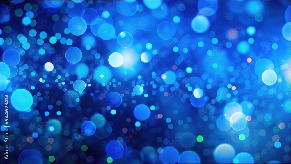 Poster a mesmerizing display of shimmering blue bokeh lights creating a dreamlike atmosphere, perfect for e