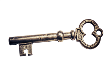 Rustic Old Key Isolated on Transparent Background - Perfect for Historical Projects