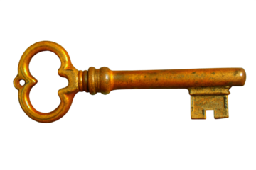 Rustic Old Key Isolated on Transparent Background - Perfect for Historical Projects