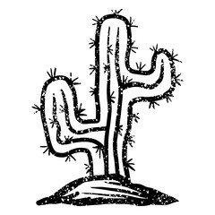 Obraz premium Hand drawn cactus with grunge texture