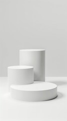 Three elegant podiums displayed against a clean white background emphasizing simplicity and versatility for presentation needs or artistic displays.