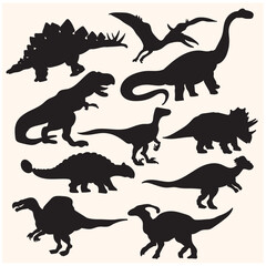 Dinosaurus dan Jurassic dino monster With illustration style doodle and line art