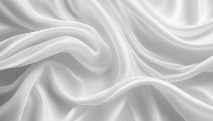 Obraz premium White color silk wave drapery abstract background. Flowing satin fabric texture concept created with generative ai 