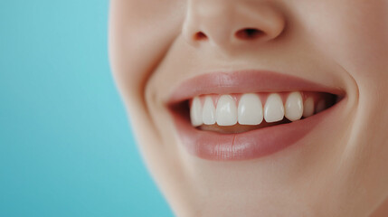 Obraz premium Close-up of young woman smiling showing white teeth