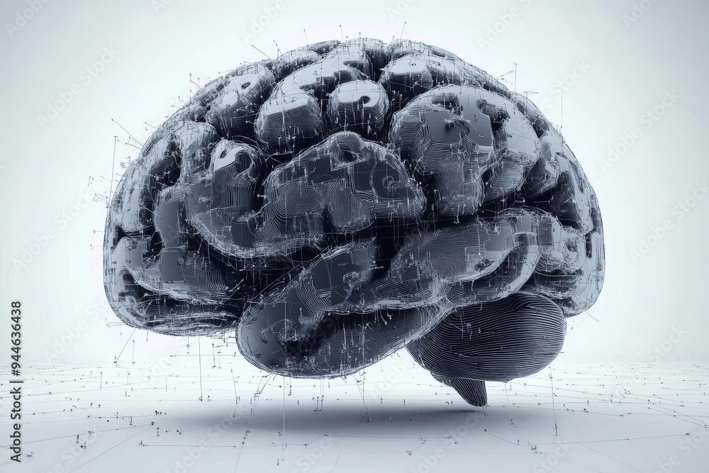 Aufkleber black and white photograph of a human brain with cracks symbolizing the fragility complexity and vul