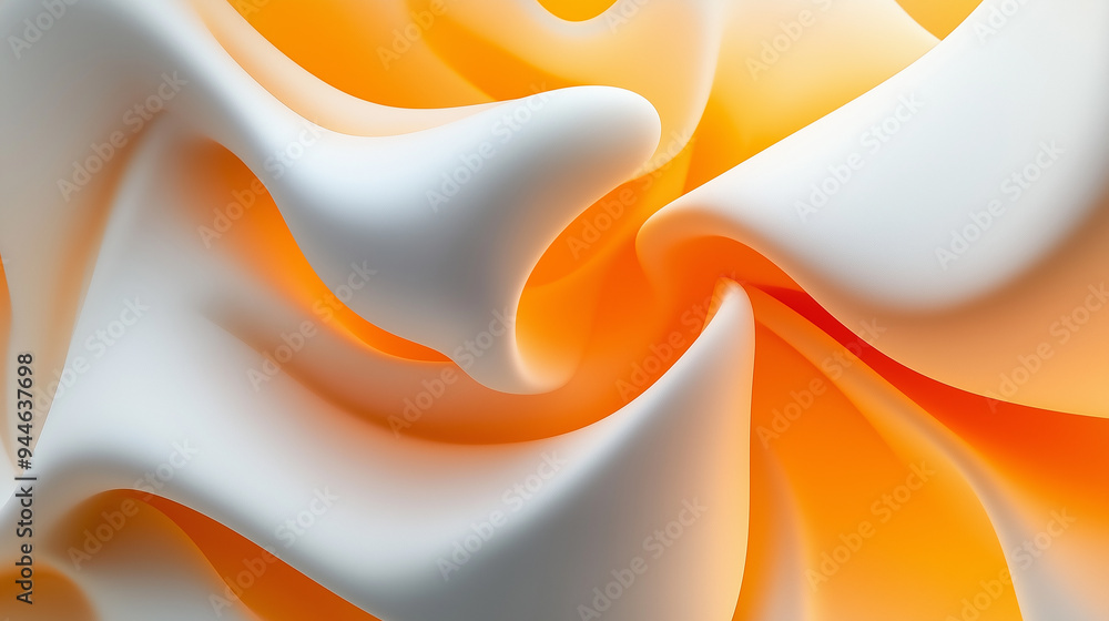 Poster abstract orange and white wavy shape background design