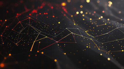 Fototapeta premium Abstract colorful business connection of lines from nodes It is connected to endless nodes and represents the innovation of communication in the network with black background