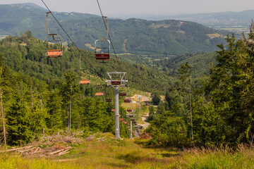 Ski lift Severka in Beskydy mountains, Czechia