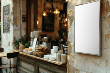 PNG  coffee shop sign mockup, transparent design