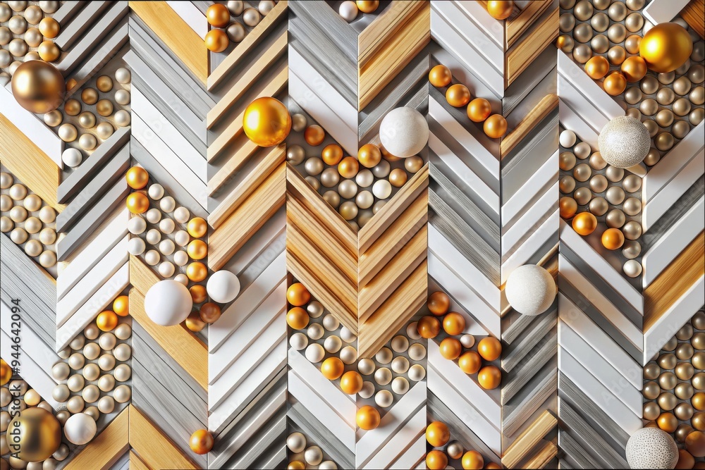 Poster intricate arrangement of textured materials and geometric patterns showcasing a blend of metallics a