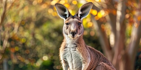 Fototapeta premium Wild kangaroo with brown fur