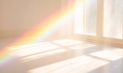 Fototapeta premium rainbow over the room with window-generative ai