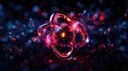 Photo-realistic quantum computing visualization, entangled particles, complex algorithms, lifelike graphics, vivid colors