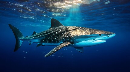 Naklejka premium 海中のジンベイザメ