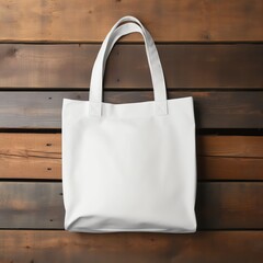 mockup of blank white canvas tote bag