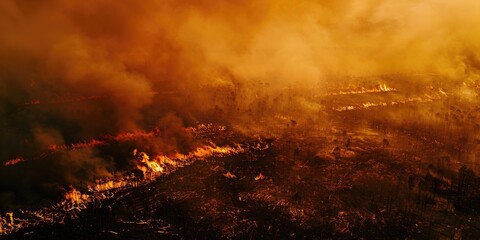 Fototapeta premium Expansive Wildfire Zone Bird s Eye Landscape View