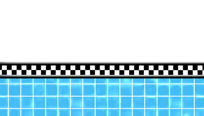 Half wall, classic American diner restaurant or interior backgrounds, half checkered  tile wall, kitchen wall, dining  room, retro interior design, PNG, transparency