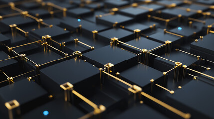 Fototapeta premium Abstract square business connection of lines from nodes It is connected to endless nodes and represents the innovation of communication in the network.