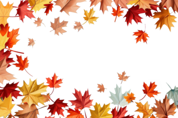 PNG Autumn leaves frame border, transparent background