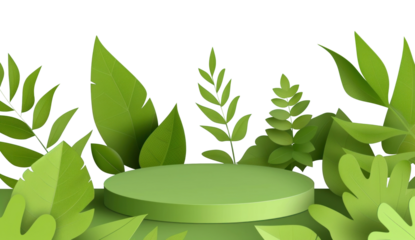 PNG foliage podium backdrop border, transparent background