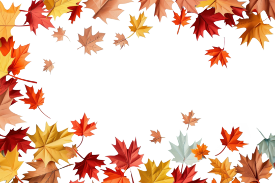 PNG Autumn leaves frame border, transparent background