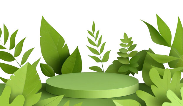 PNG foliage podium backdrop border, transparent background