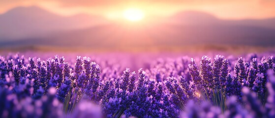 Fototapeta premium A field of lavender, pieces in varying shades of purple, representing calmness and serenity