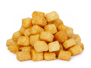 sweet crispy corn pieces isolated on white background