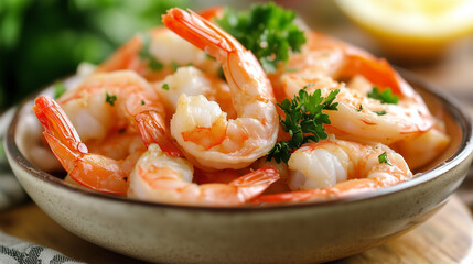 Fried shrimp with herbs, served with lime, garlic and white sauce. Seafood. Homemade Caribbean shrimp.
Restaurant serving. AI generation