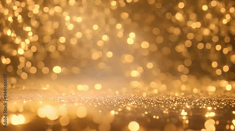 Poster gold glitter background with sparkle shine light confetti abstract motion background shining gold pa