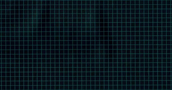 Exercise book black grid raw 4K 4096 mall cells. Crazy doodle grunge paper scan pulsing stop motion blank background good for titles, intro, school, background, etc...