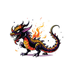 A fierce, fire-breathing dragon with black and orange scales,  ready to attack.