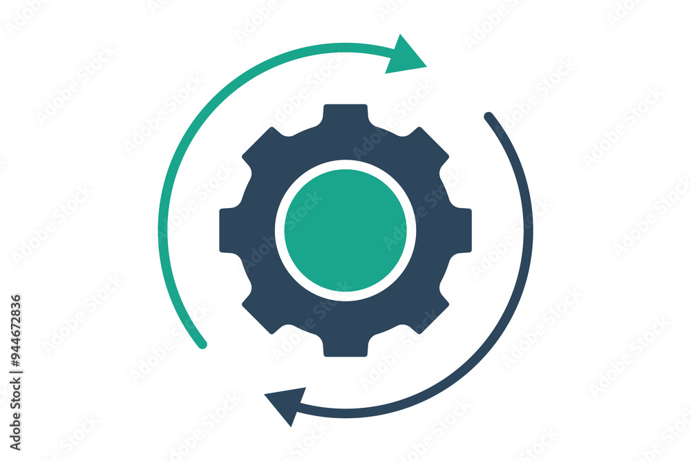 Poster operation icon. solid icon style. gear with arrow. icon related to efficiency. productivity elements