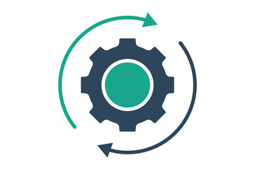 Operation icon. solid icon style. gear with arrow. icon related to efficiency. productivity elements vector illustration