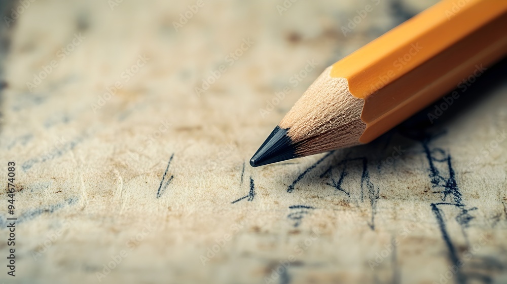 Aufkleber classic paper icon with pencil sketched lines symbolizing creativity in documentation