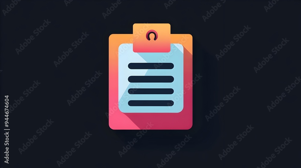 Poster stylish document icon with paper clip conveying attached resources or additional files