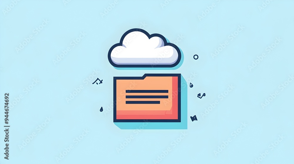 Poster modern cloud document icon representing digital storage and accessibility