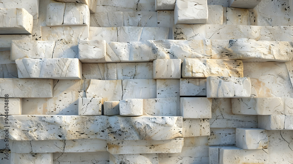 Poster abstract background of white and beige textured blocks with irregular shapes.