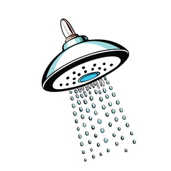 Create a realistic vector artwork of a showerhead spraying water droplets.